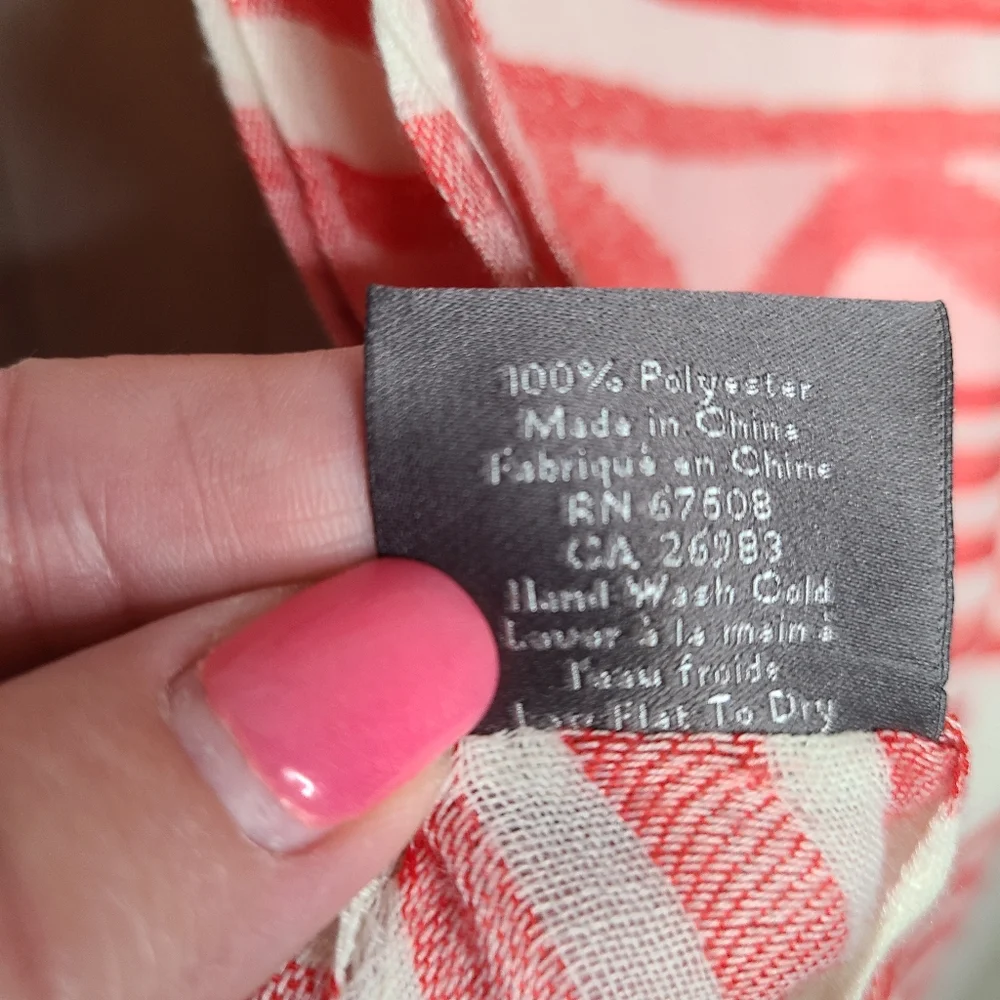 Vince Camuto Scarf Cream Red Blue Southwestern Stripe Boho Scarf Wrap
